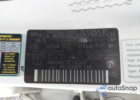 2014 Kia Cadenza Premium from USA, damaged, VIN KNALN4D73E5140497